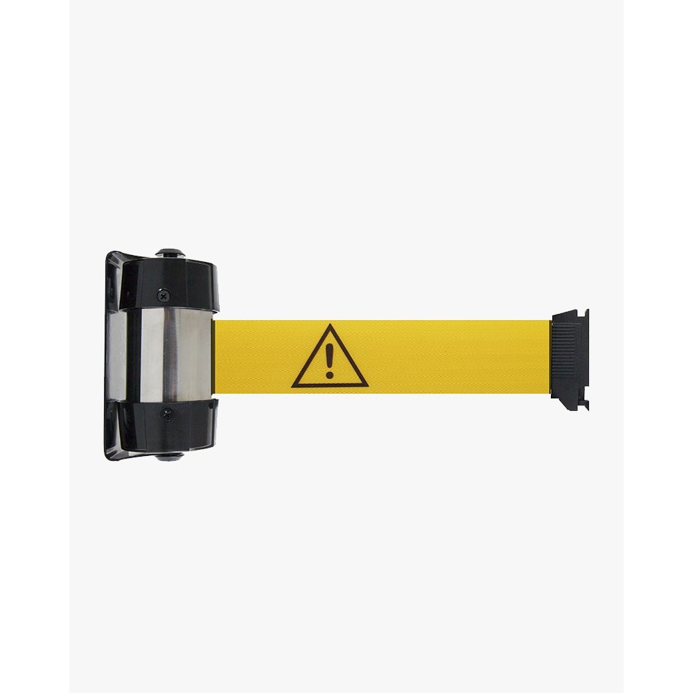 Enrouleur mural à sangle premium 4 M x 5 cm jaune avec sigle danger