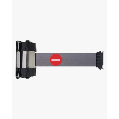 Enrouleur mural à sangle premium 2 M x 5 cm gris avec sigle interdit